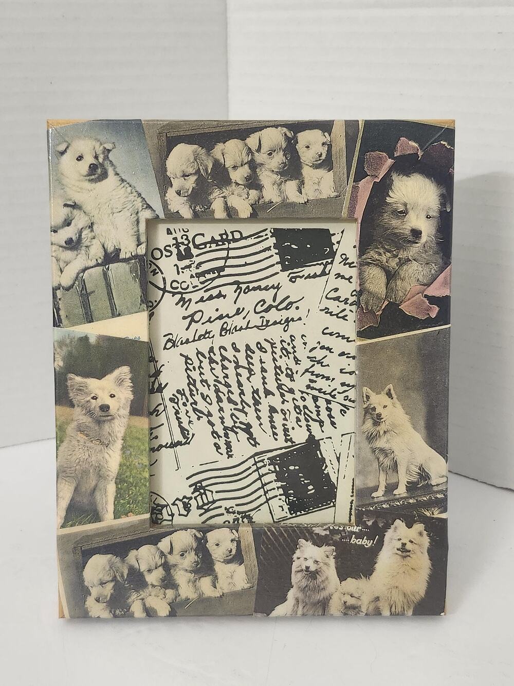 Blankety Blank Designs Stephanie Blank Puppy Dog Vintage Postcard Picture Frame